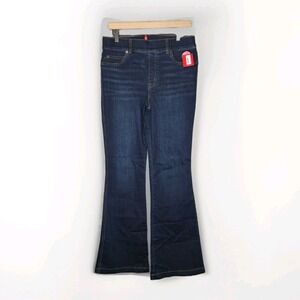 Spanx Midnight Shade Blue Flare Jeans Pull-on Women's Large Regular NWT Classic